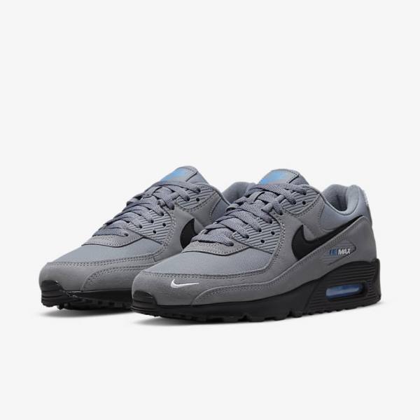 Nike Air Max 90 Men's Sneakers Grey / Light Blue / Metal Silver / Black | NK185CAG