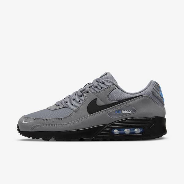 Nike Air Max 90 Men\'s Sneakers Grey / Light Blue / Metal Silver / Black | NK185CAG