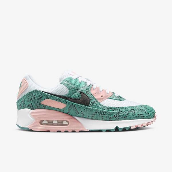 Nike Air Max 90 Men's Sneakers Turquoise / White / Coral / Black | NK105ULS