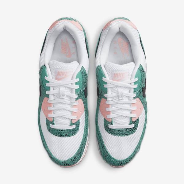 Nike Air Max 90 Men's Sneakers Turquoise / White / Coral / Black | NK105ULS