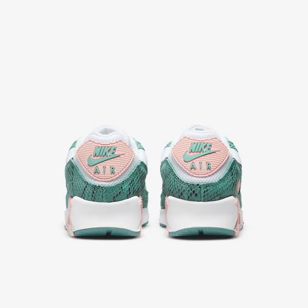 Nike Air Max 90 Men's Sneakers Turquoise / White / Coral / Black | NK105ULS