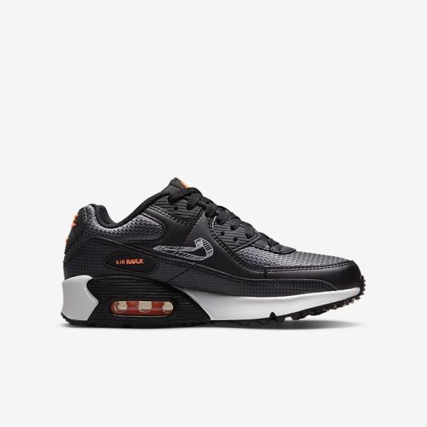 Nike Air Max 90 Older Kids' Sneakers Black / Orange / Grey / White | NK825LVA