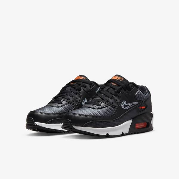 Nike Air Max 90 Older Kids' Sneakers Black / Orange / Grey / White | NK825LVA