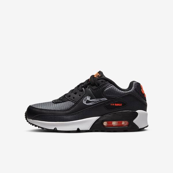 Nike Air Max 90 Older Kids\' Sneakers Black / Orange / Grey / White | NK825LVA