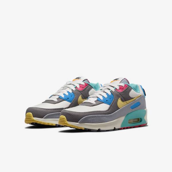 Nike Air Max 90 Older Kids' Sneakers Grey / Pink | NK571FQB