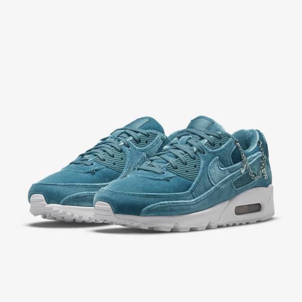 Nike Air Max 90 Premium Women's Sneakers Grey Green / Metal Silver / White / Grey Green | NK356NOR