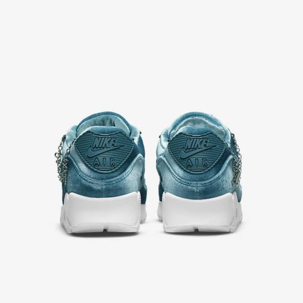 Nike Air Max 90 Premium Women's Sneakers Grey Green / Metal Silver / White / Grey Green | NK356NOR