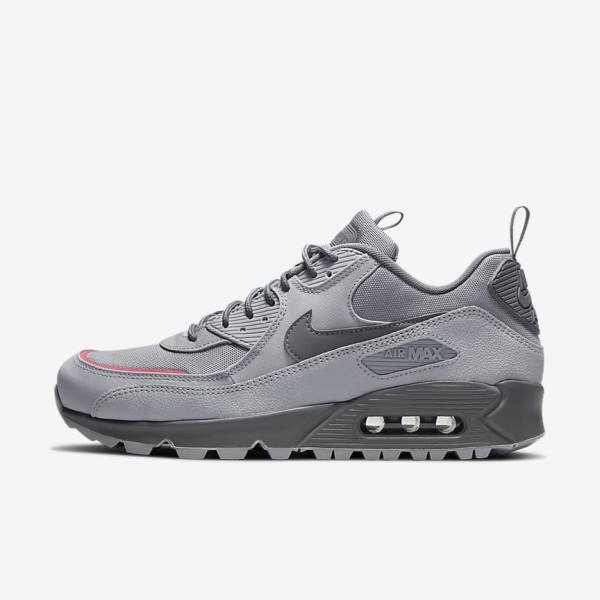 Nike Air Max 90 Surplus Men\'s Sneakers Grey / Pink Light Blue / Grey | NK265JCS