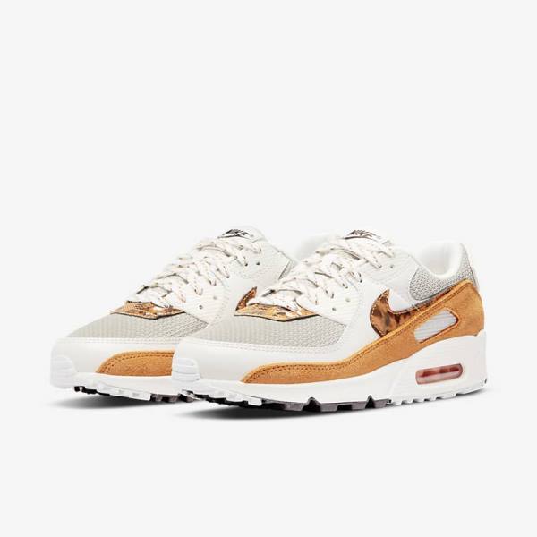 Nike Air Max 90 Women's Sneakers Brown / Light Beige / Yellow | NK409AJV