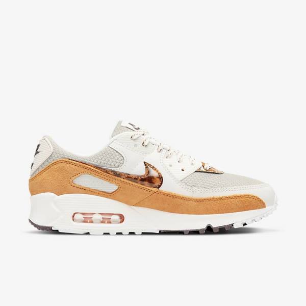 Nike Air Max 90 Women\'s Sneakers Brown / Light Beige / Yellow | NK409AJV