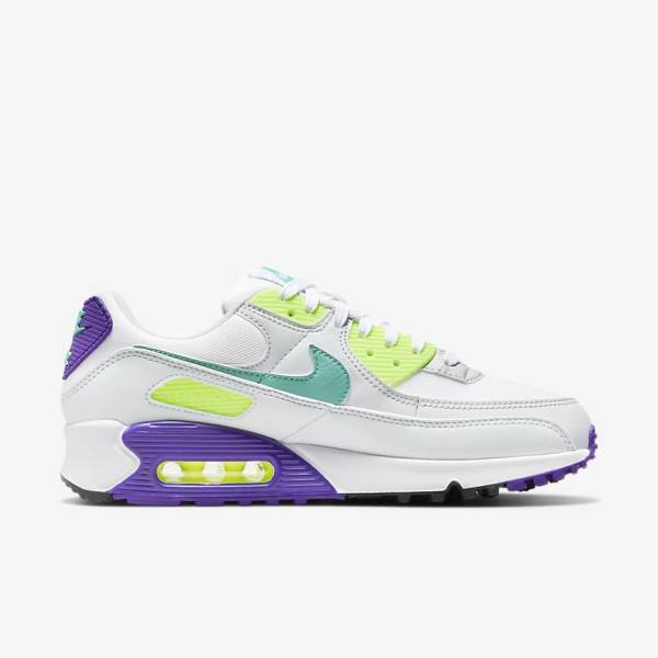 Nike Air Max 90 Women's Sneakers White / Platinum / Turquoise | NK148NYU