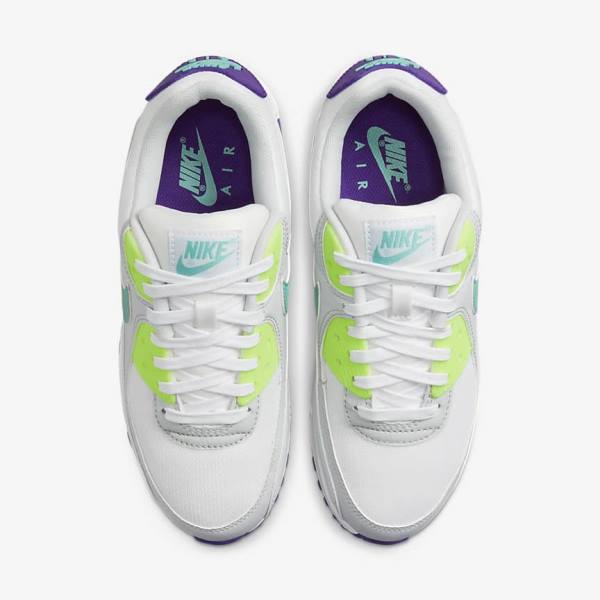 Nike Air Max 90 Women's Sneakers White / Platinum / Turquoise | NK148NYU