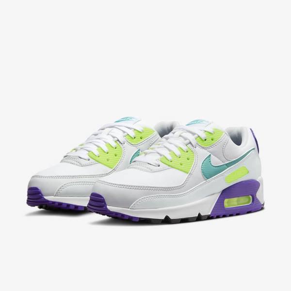 Nike Air Max 90 Women's Sneakers White / Platinum / Turquoise | NK148NYU