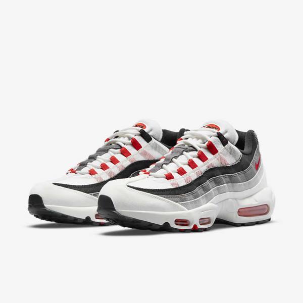 Nike Air Max 95 Men's Sneakers White / Light Grey / Red | NK918HUQ