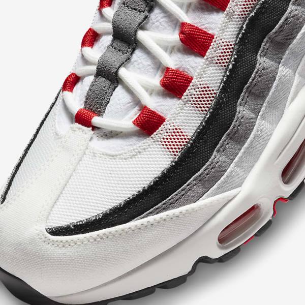 Nike Air Max 95 Men's Sneakers White / Light Grey / Red | NK918HUQ