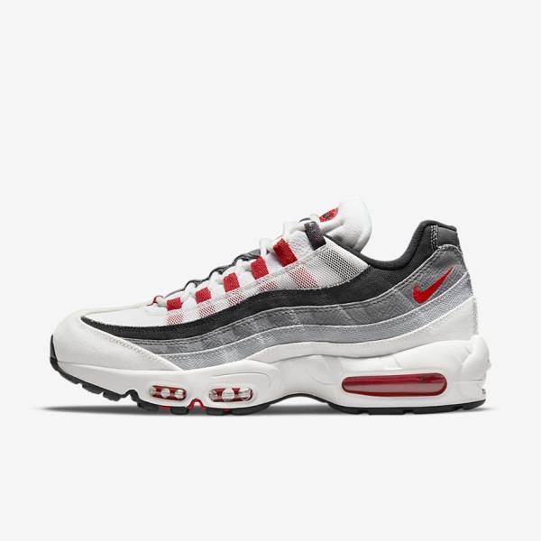 Nike Air Max 95 Men\'s Sneakers White / Light Grey / Red | NK918HUQ