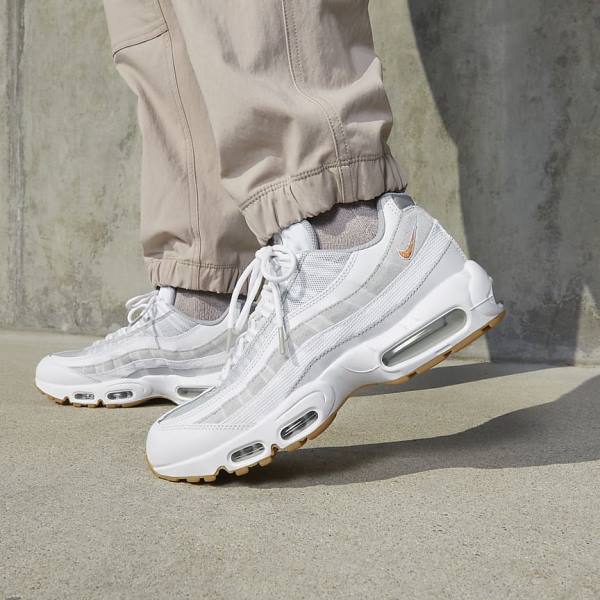 Nike Air Max 95 Men's Sneakers White / Platinum / Grey / Yellow | NK475FHP