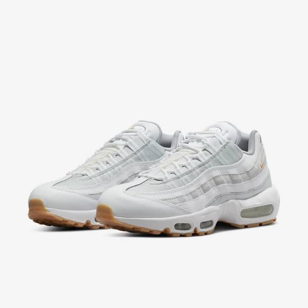 Nike Air Max 95 Men's Sneakers White / Platinum / Grey / Yellow | NK475FHP