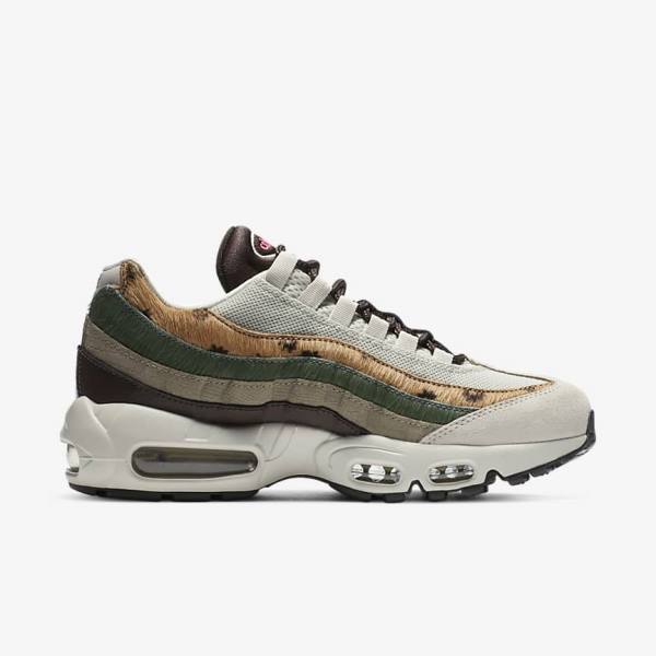 Nike Air Max 95 Premium Women's Sneakers Light Beige / Brown / Olive Grey / White | NK284SYF