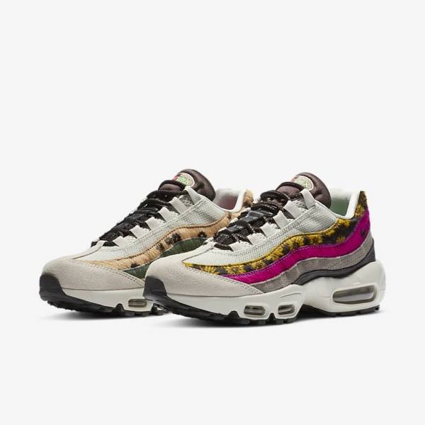 Nike Air Max 95 Premium Women's Sneakers Light Beige / Brown / Olive Grey / White | NK284SYF