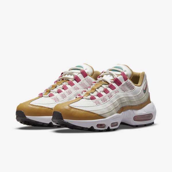 Nike Air Max 95 Women's Sneakers White / Brown / Green | NK850EUM