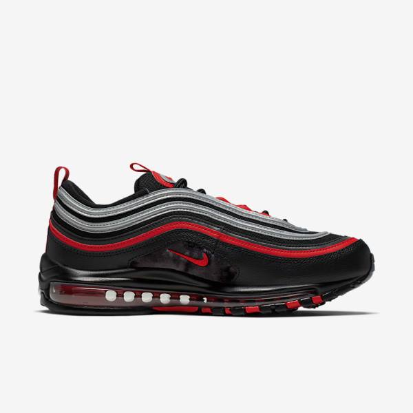 Nike Air Max 97 Men's Sneakers Black / Metal Silver / Red | NK639TVE