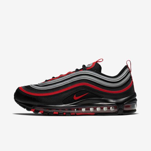 Nike Air Max 97 Men\'s Sneakers Black / Metal Silver / Red | NK639TVE