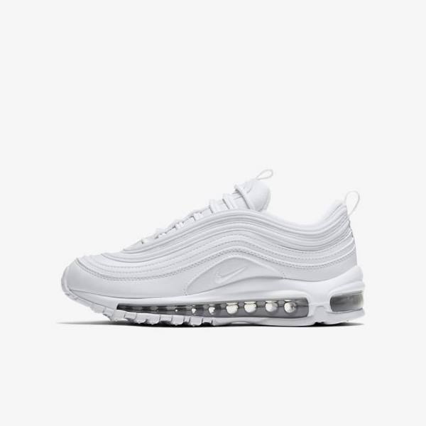 Nike Air Max 97 Older Kids\' Sneakers White / Metal Silver / White | NK024VMC