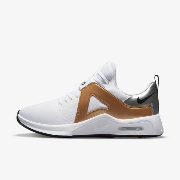 Nike Air Max Bella TR 5 Women\'s Training Shoes White / Metal Silver / Metal Gold / Black | NK574ALQ