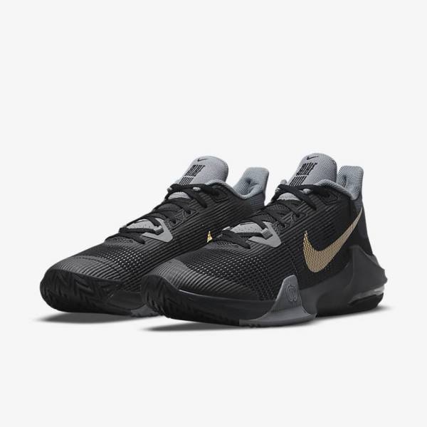 Nike Air Max Impact 3 Men's Basketball Shoes Black / Grey / Dark Grey / Metal Gold | NK401SYI