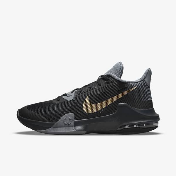 Nike Air Max Impact 3 Men\'s Basketball Shoes Black / Grey / Dark Grey / Metal Gold | NK401SYI