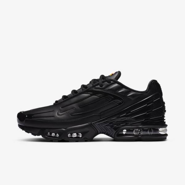 Nike Air Max Plus 3 Leather Men\'s Sneakers Black / Dark Grey | NK396XQL