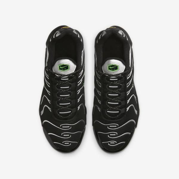 Nike Air Max Plus Older Kids' Sneakers Black / Green / Metal Silver / Black | NK503OVG