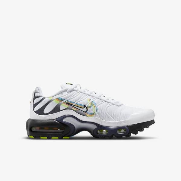 Nike Air Max Plus Older Kids' Sneakers White / Grey / Blue | NK735QMT