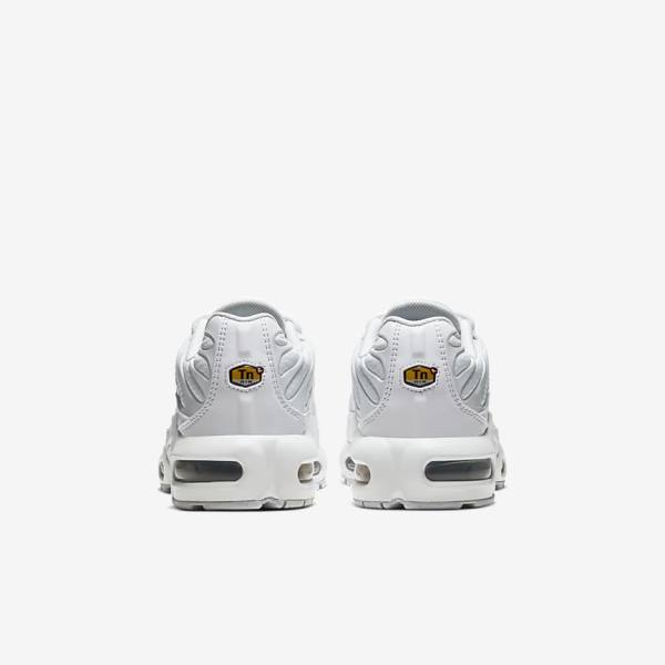 Nike Air Max Plus Older Kids' Sneakers White / Metal Silver / White | NK741HBR