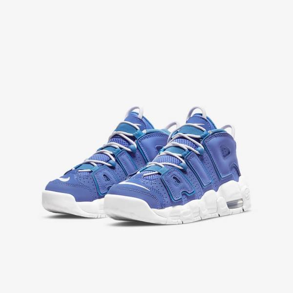 Nike Air More Uptempo Older Kids' Basketball Shoes Blue / White | NK643RLJ