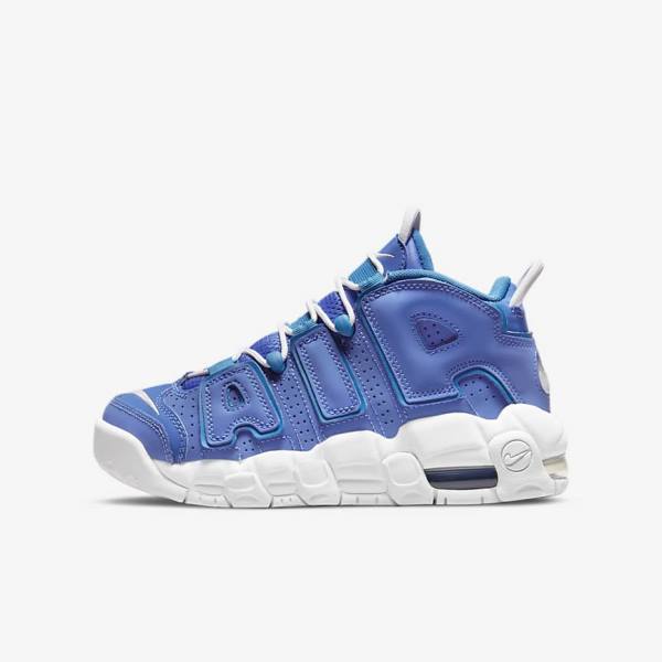 Nike Air More Uptempo Older Kids\' Basketball Shoes Blue / White | NK643RLJ