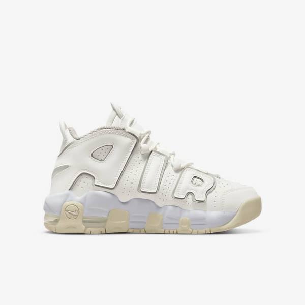 Nike Air More Uptempo Older Kids' Basketball Shoes White / Brown / Light | NK927VOU