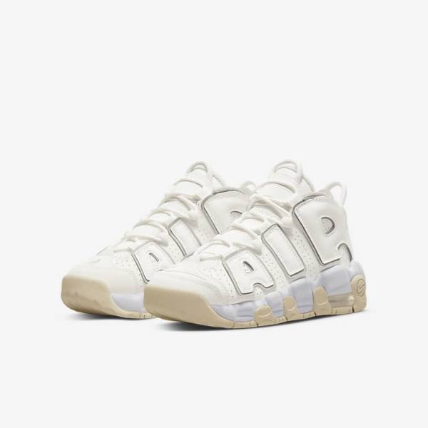 Nike Air More Uptempo Older Kids' Basketball Shoes White / Brown / Light | NK927VOU