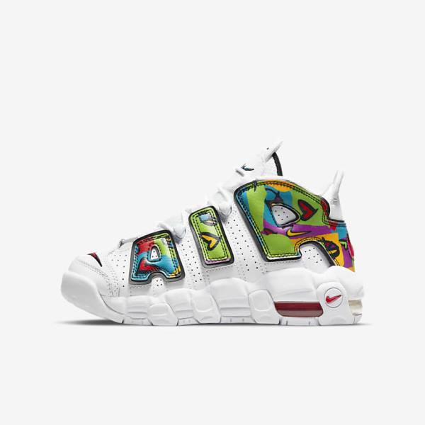 Nike Air More Uptempo Older Kids\' Sneakers White | NK285TOZ