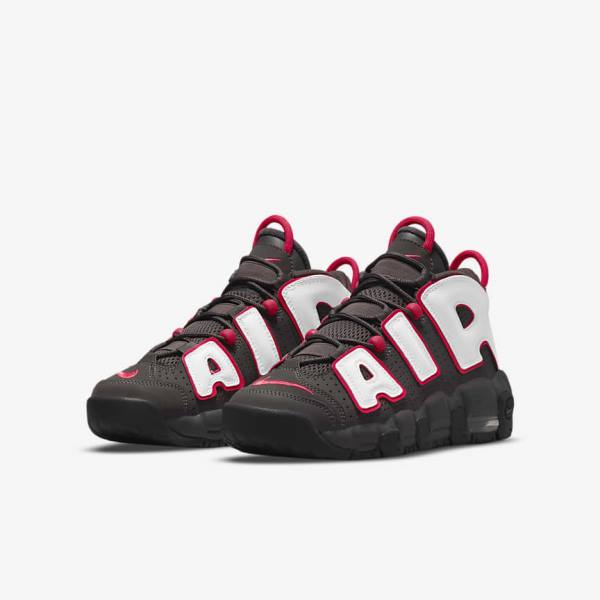 Nike Air More Uptempo Older Kids' Sneakers Grey / Black / Red / White | NK804VDF