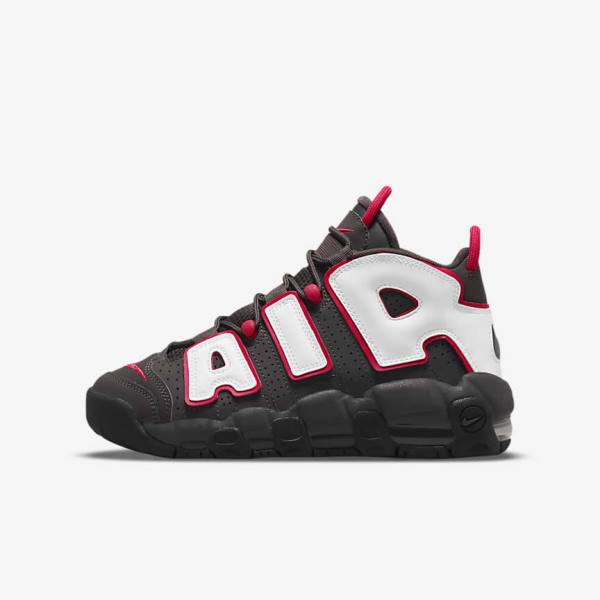 Nike Air More Uptempo Older Kids\' Sneakers Grey / Black / Red / White | NK804VDF