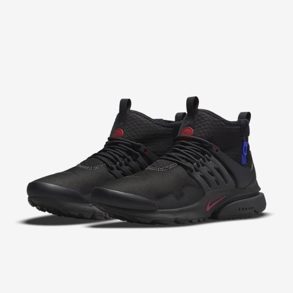 Nike Air Presto Mid Utility Men's Sneakers Black / Dark Grey / Blue / Red | NK457ETN