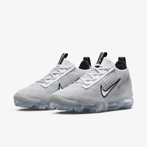 Nike Air VaporMax 2021 FK Men's Sneakers White / Black / Metal Silver | NK792DRZ