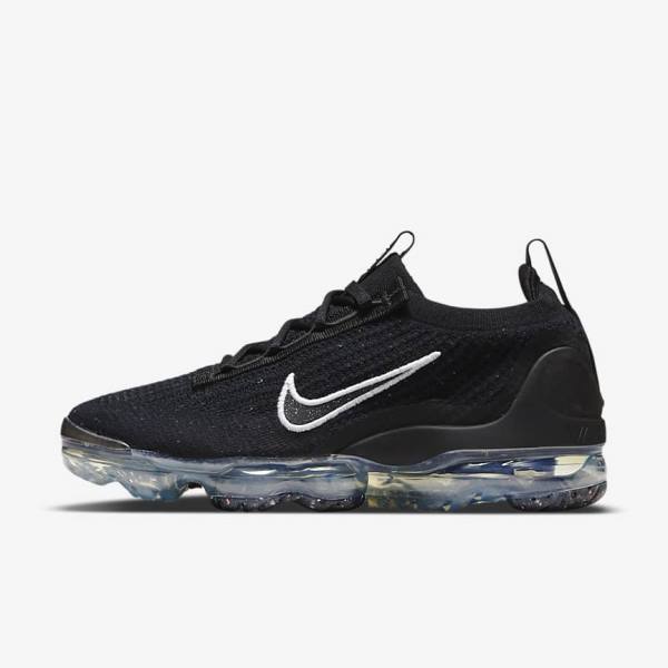 Nike Air VaporMax 2021 FK Women\'s Sneakers Black / Metal Silver / White | NK215ZPU