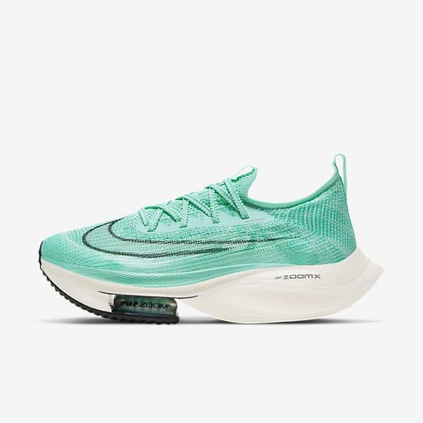 Nike Air Zoom Alphafly NEXT% Flyknit Road Racing Women\'s Running Shoes Turquoise / Black / Light Turquoise / White | NK148OMR