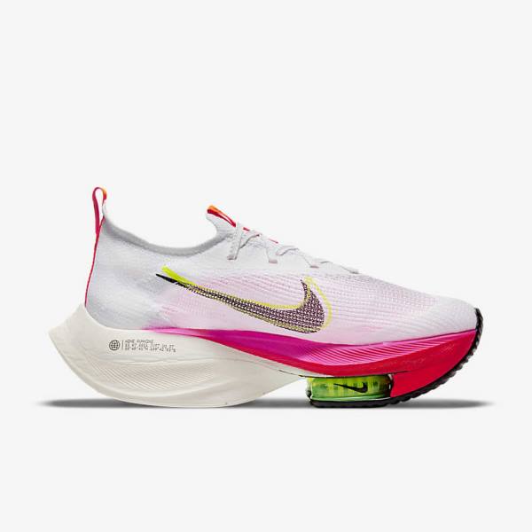 Nike Air Zoom Alphafly NEXT% Flyknit Road Racing Women's Running Shoes White / Black / Black | NK149JXH