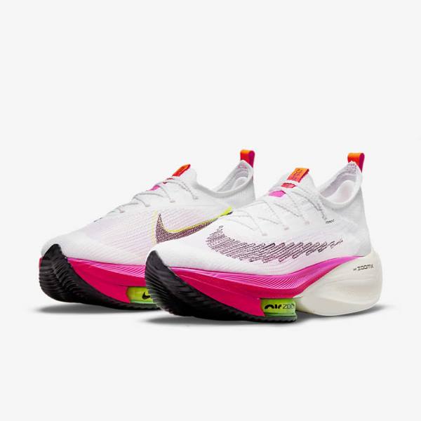 Nike Air Zoom Alphafly NEXT% Flyknit Road Racing Women's Running Shoes White / Black / Black | NK149JXH