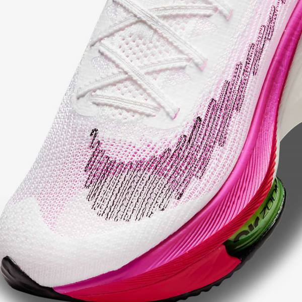 Nike Air Zoom Alphafly NEXT% Flyknit Road Racing Women's Running Shoes White / Black / Black | NK149JXH