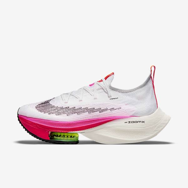 Nike Air Zoom Alphafly NEXT% Flyknit Road Racing Women\'s Running Shoes White / Black / Black | NK149JXH